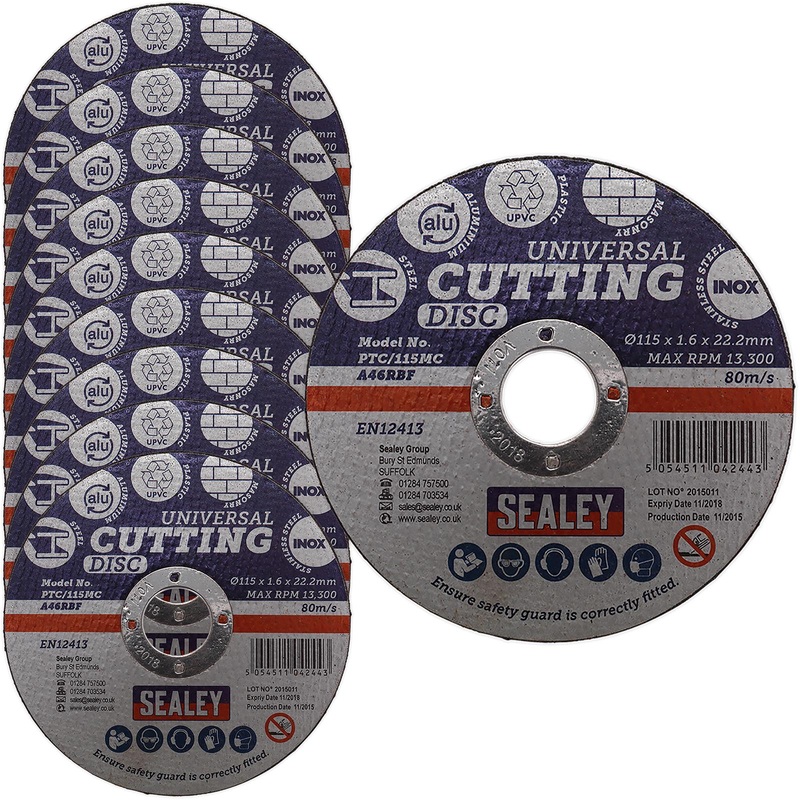 Sealey Multipurpose Cutting Disc 115mm x 1.6mm 22.2mm Bore Steel Aluminium