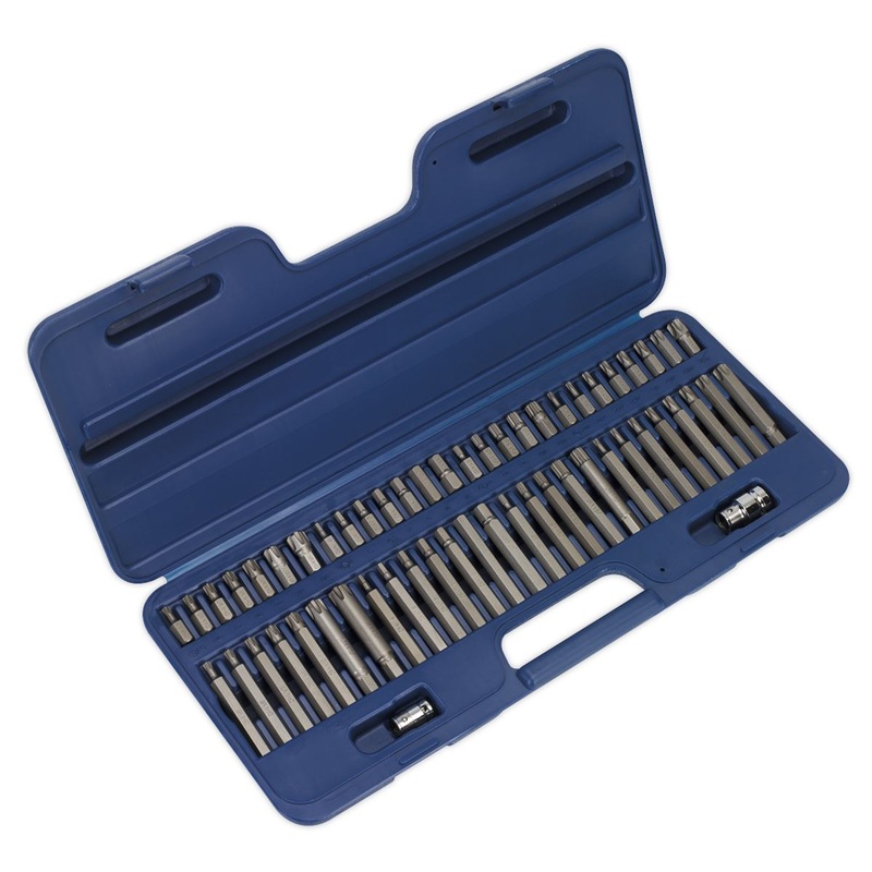 Sealey Premier Security Trx-Star Hex Ribe Spline Bit Set 56 Piece 3/8" 1/2" Drive Socket