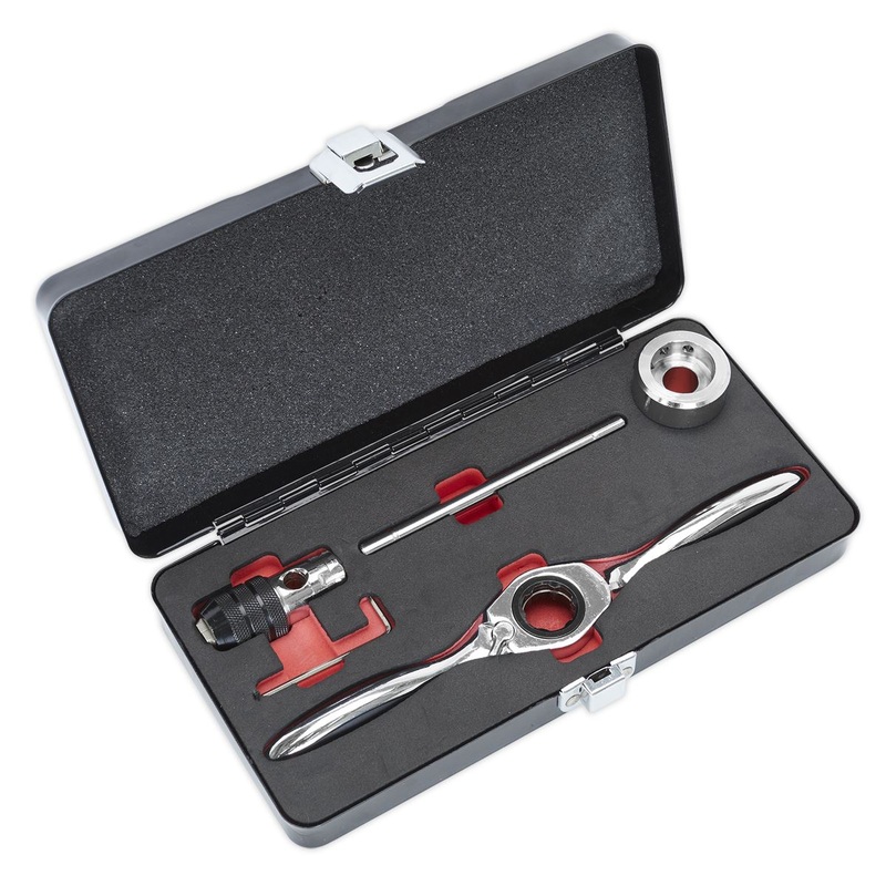 Sealey Tap & Die Holder Set Bi-Directional Ratchet Thread Repair M3-M12 5pc