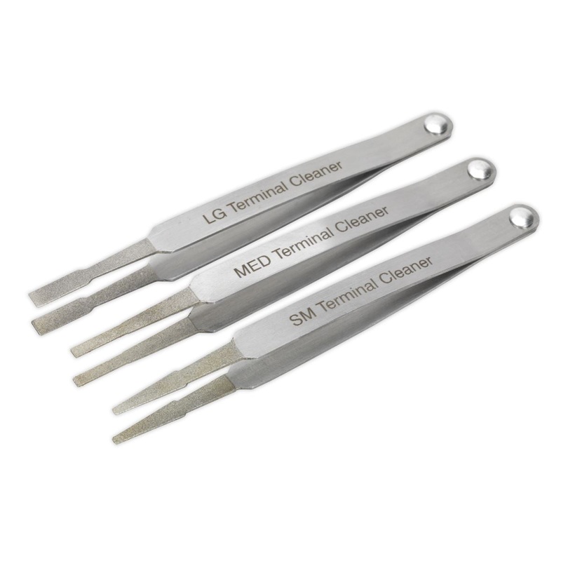 Sealey Terminal Cleaner Set Diamond Grip Blade Type 3 Piece
