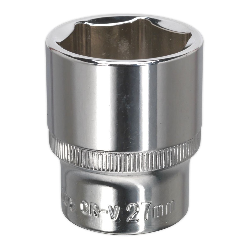 Sealey 1/2" Drive Socket 27mm WallDrive Premier Square Fully Polished Wrench