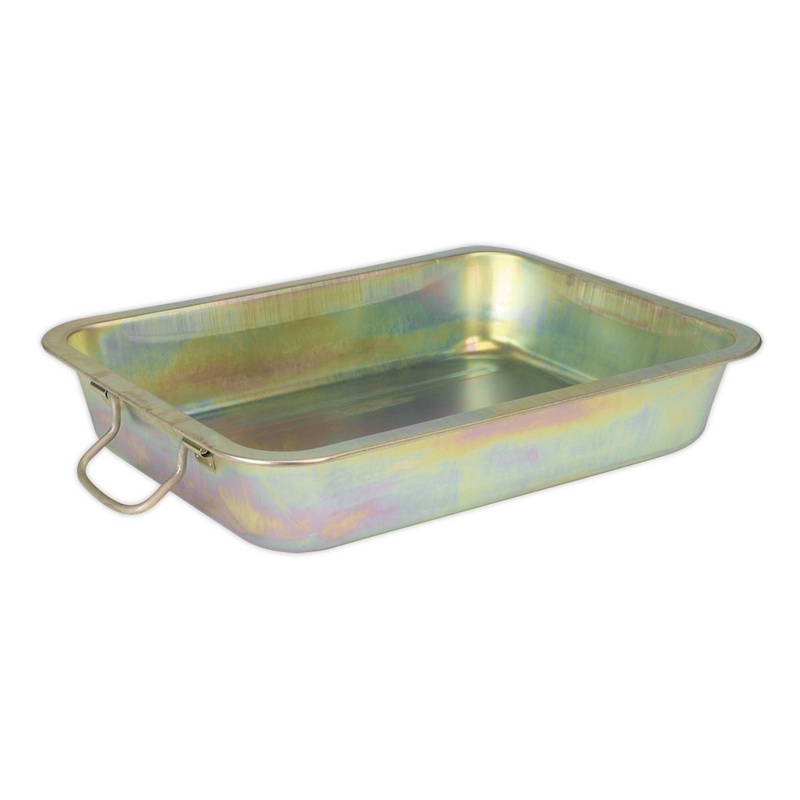 Sealey 12 Litre Metal Oil Drain Pan Vehicle Fluid Transfer Cleaning Storing Drip Tray