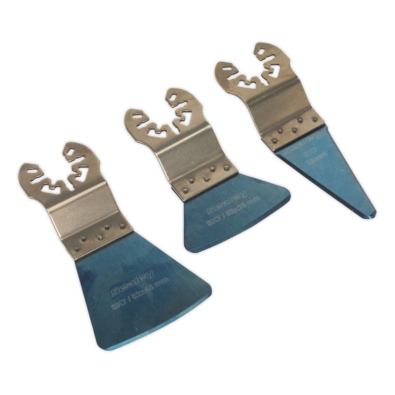 Sealey 3 Piece Quick Change Multi Tool Scraper Blade Set Rigid Flexible Sharp