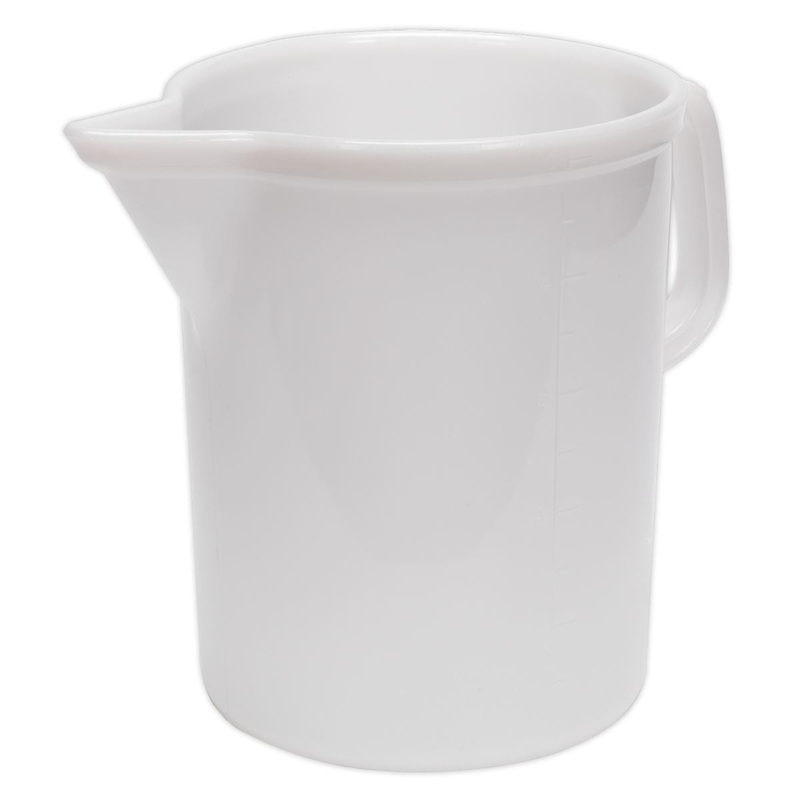 Sealey 5 Litre Measuring Jug Easy To Read Opaque Polythene Garage Fuel