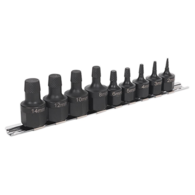 Sealey 9 Piece 2-14mm Stud Extractor Set Socket Set 3/8" & 1/2" Drive
