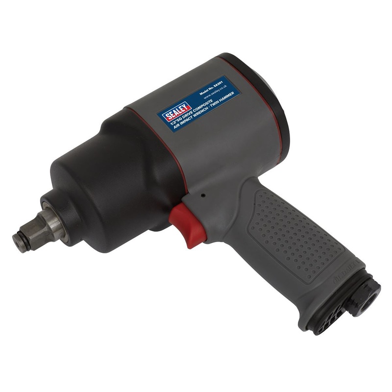 Sealey Air Impact Wrench 1/2" Drive Composite Twin Hammer Wheel Buzz Gun 610Nm
