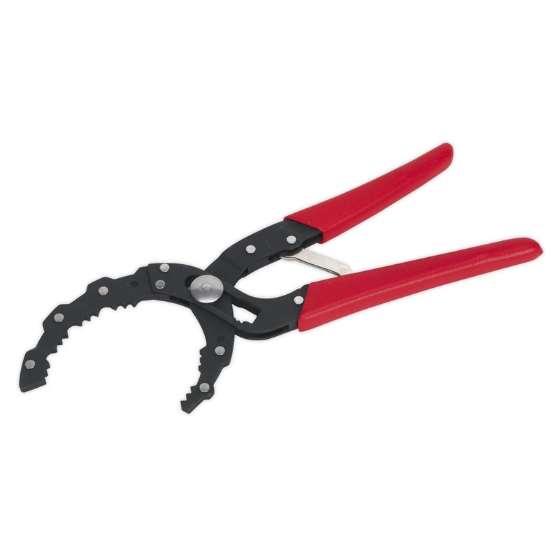 Sealey Auto-Adjusting Oil Filter Pliers Serrated Jaws Layered Steel
