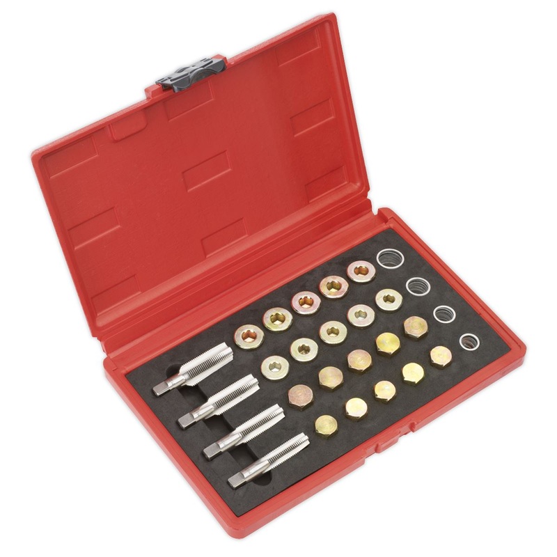 Sealey Drain Plug Repair Set M13-M20 Taps Gearbox Sump Storage Case Car