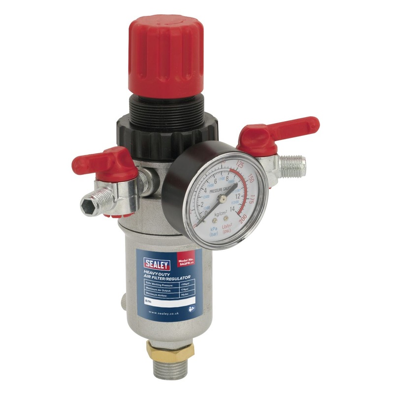Sealey Heavy Duty Air Filter Regulator 1/2" Inlet 1/4" Outlet Water Trap
