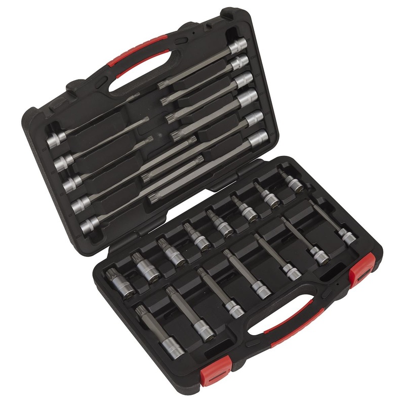 Sealey Spline Socket Bit Set 26 Piece 3/8" Drive M5-M16 Premier