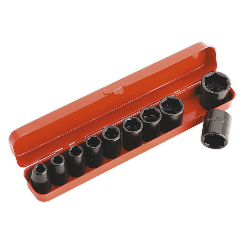 Sealey 10 Piece 1/2" Drive Impact Socket Set 9-27mm WallDrive