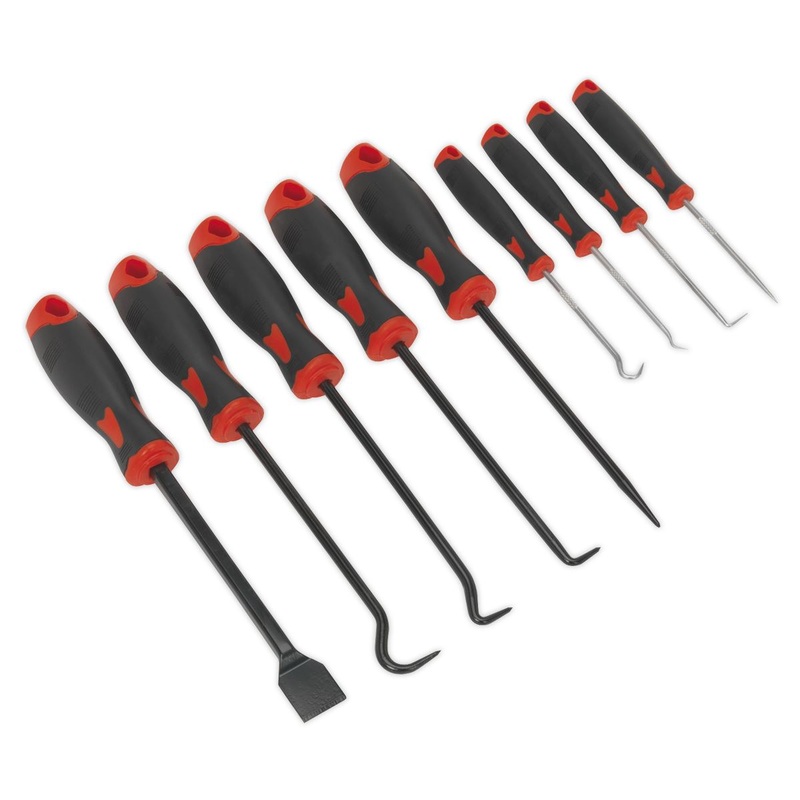 Sealey 9 Piece Scraper and Hook Set Hose Removal Gasket Scraping Pin Clip Picking