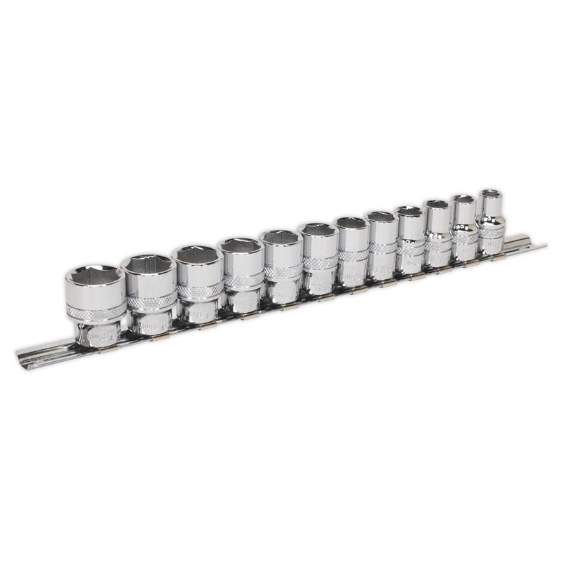 Sealey 12 Piece 3/8" Drive Lock-On Metric Socket Set 8-19mm
