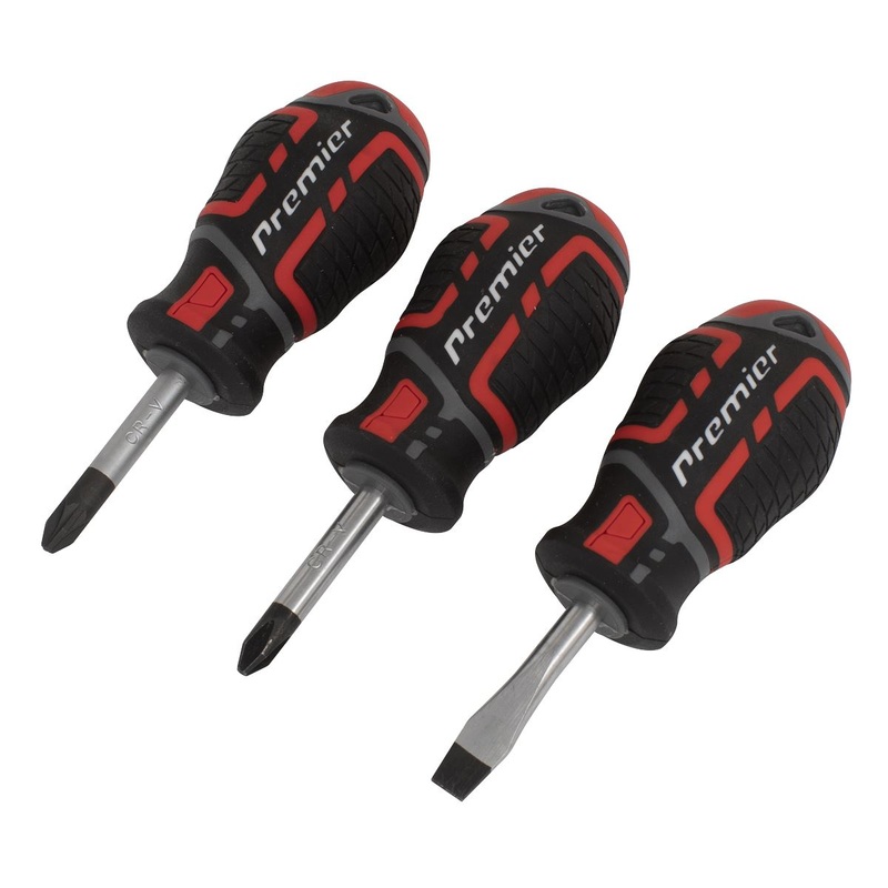 Sealey Premier Screwdriver Set 3 Piece GripMAX Stubby