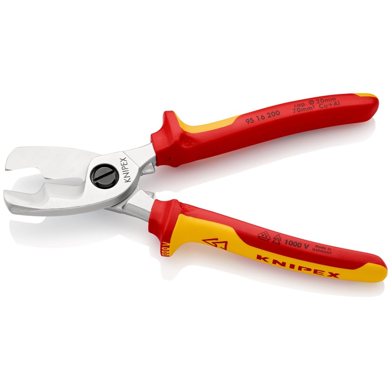 Knipex Cable Shears with Twin Cutting Edge 200mm VDE Insulated 95 16 200