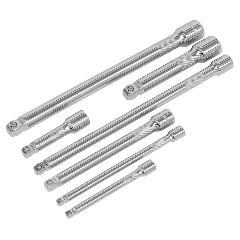 Sealey Wobble Rigid Extension Bar Set 7 Piece 1/4" 3/8" 1/2" Drive