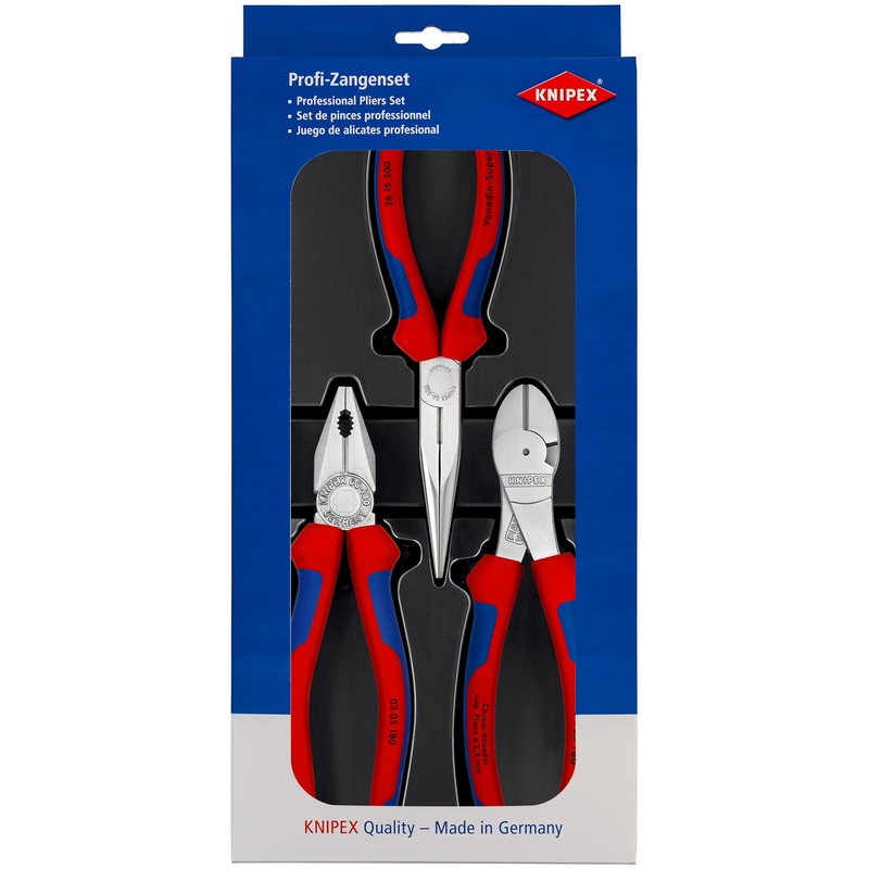 Knipex Assembly Set Tool Kit 3 Piece Combination Diagonal Snipe Nose Pliers 00 20 11 V01