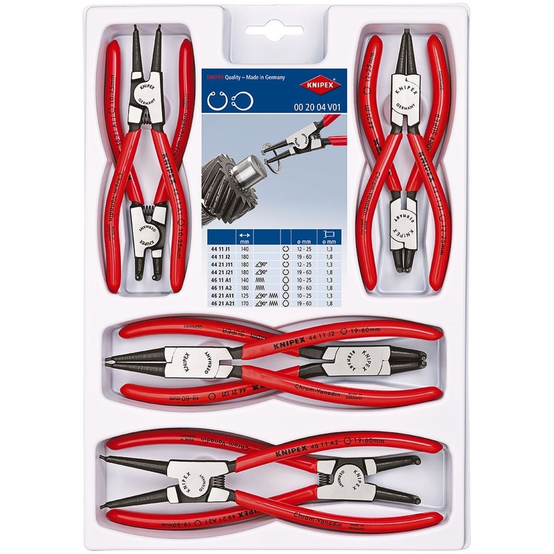 KNIPEX Circlip Plier Set 8 Pieces Internal External Pliers 00 20 04 V01