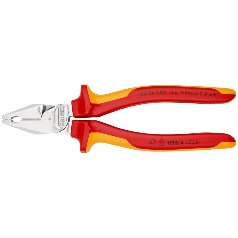 KNIPEX Combination Pliers High Leverage 180mm VDE Multi Component Grips 02 06 180 SB