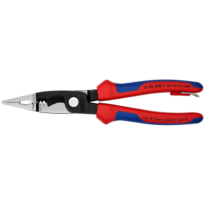 Knipex Electrical Installation Pliers 200mm Multi Component Grips with Tether Point 13 82 200 T