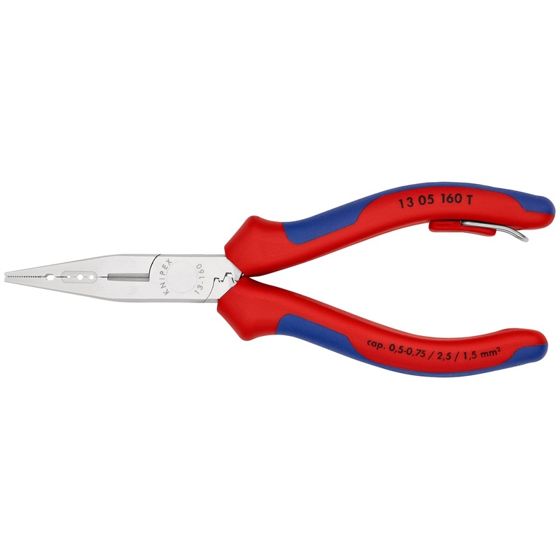 Knipex Electricians Pliers 160mm Multi Component Grips Chrome Plated with Tether Point 13 05 160 T