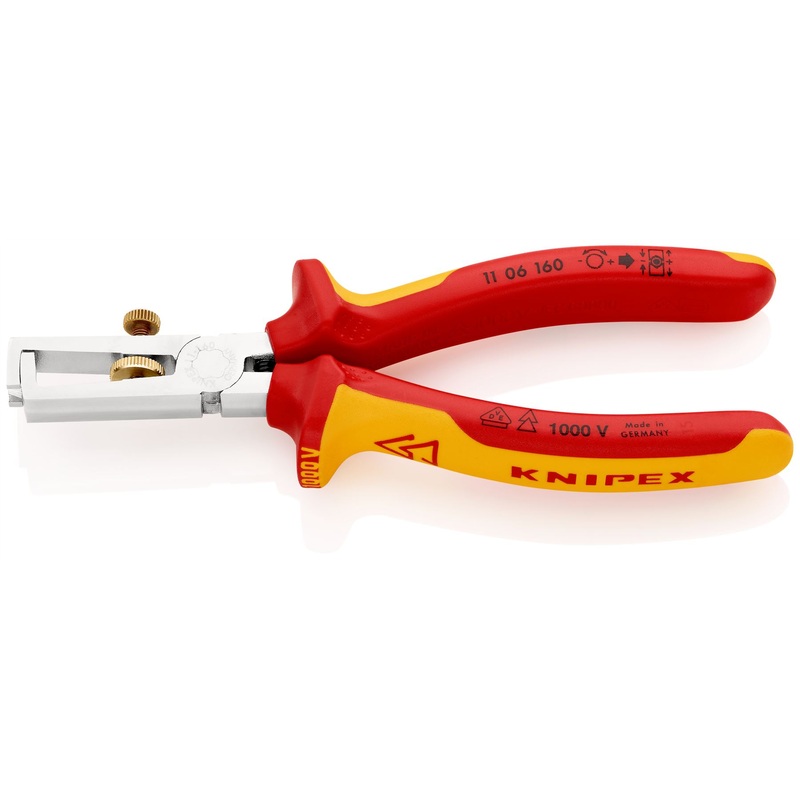 KNIPEX Insulation Stripper with Opening Spring 160mm VDE Chrome Multi Component Grips 11 06 160 SB