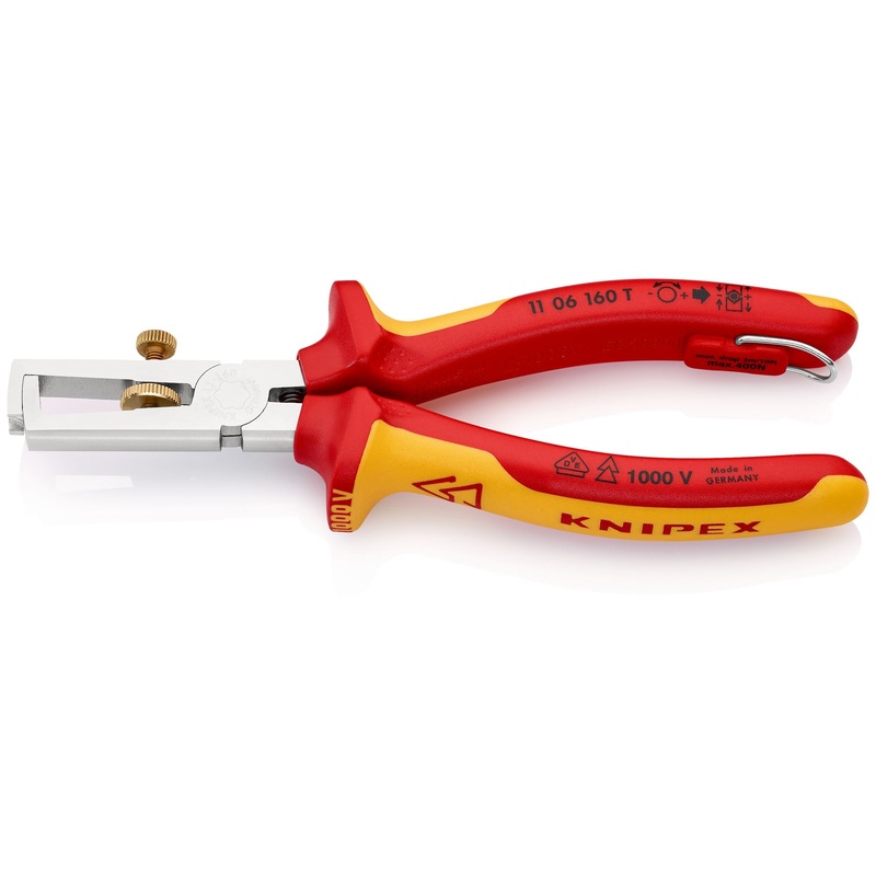Knipex Insulation Stripper with Opening Spring 160mm VDE Insulated 1000V with Tether Point 11 06 160 T