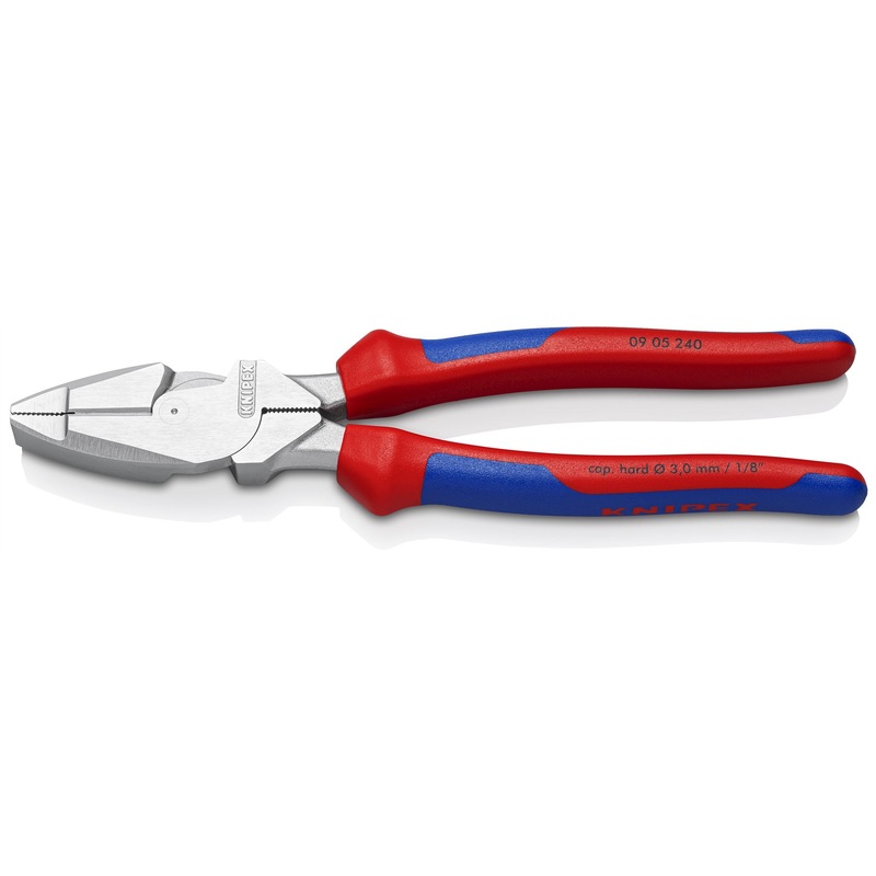 Knipex Linemans Pliers American Style 240mm Multi Component Grips Chrome Plated 09 05 240
