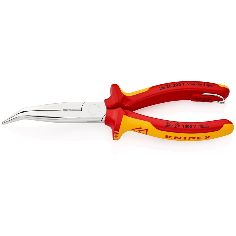 Knipex Snipe Nose Side Cutting Pliers 40 Bend 200mm VDE Insulated 1000V with Tether Point 26 26 200 T