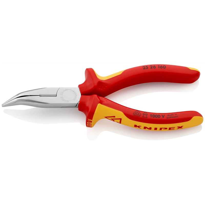 KNIPEX Snipe Nose Side Cutting Pliers Radio Plier Bent Nose 160mm VDE Chrome Multi Component Grips 26 26 160