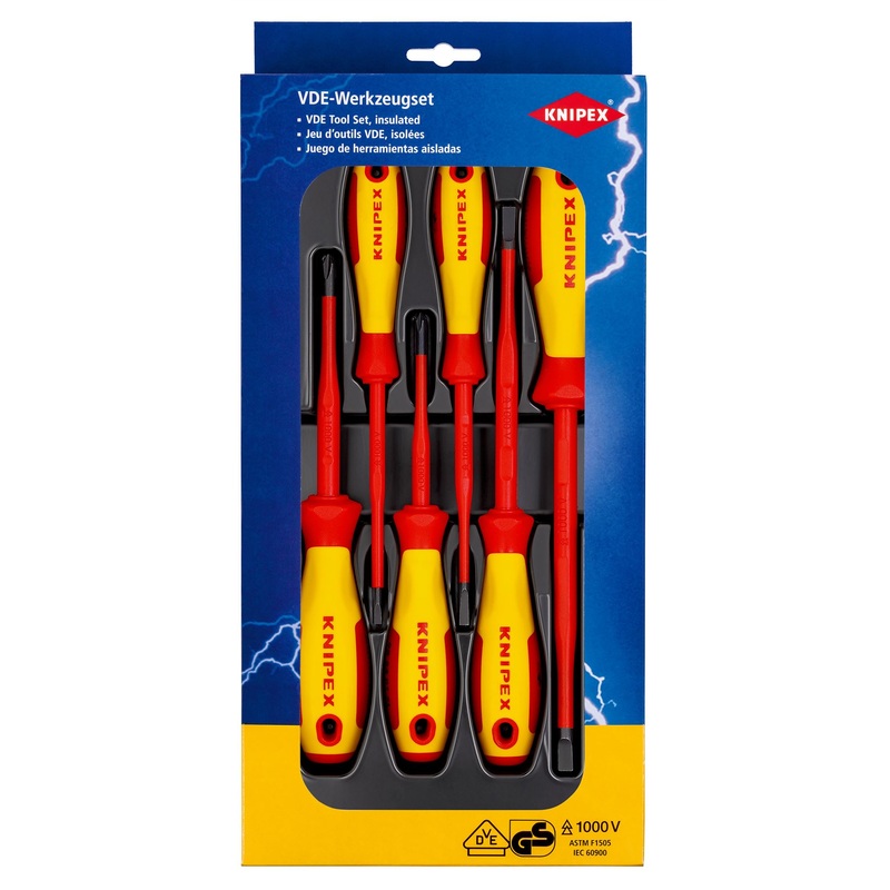 KNIPEX VDE Screwdriver Set 6 Pieces Slotted Phillips 00 20 12 V02