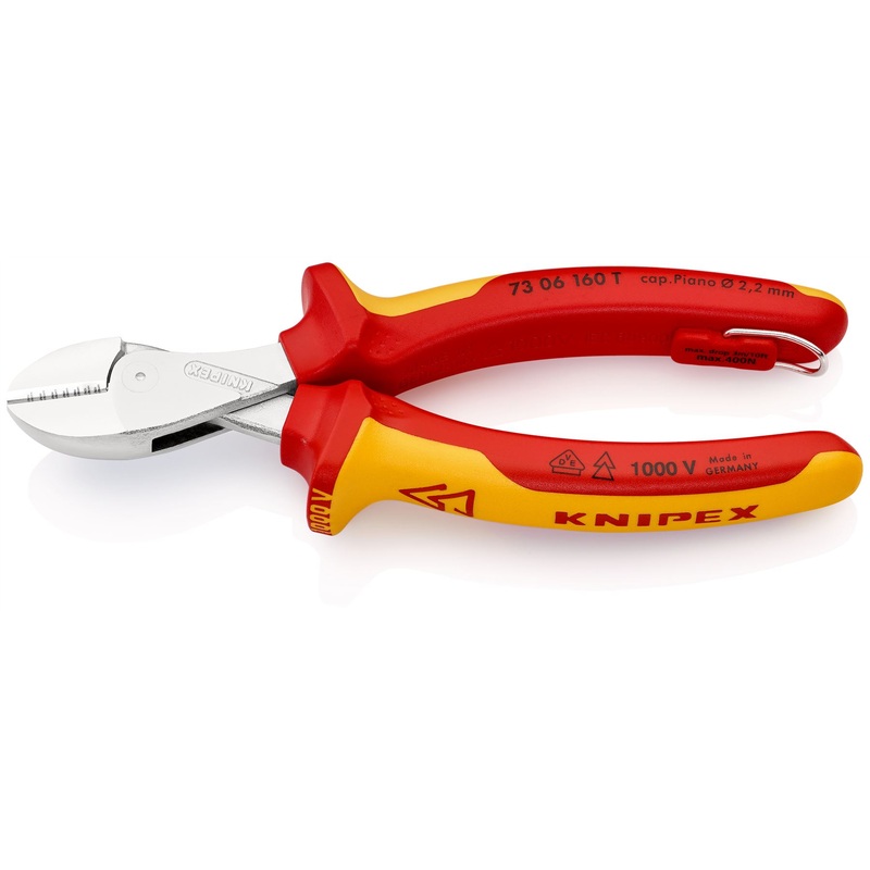 Knipex X-Cut Diagonal Side Cutting Pliers 160mm Tether Point VDE Tested 1000V Chrome Plated 73 06 160 T