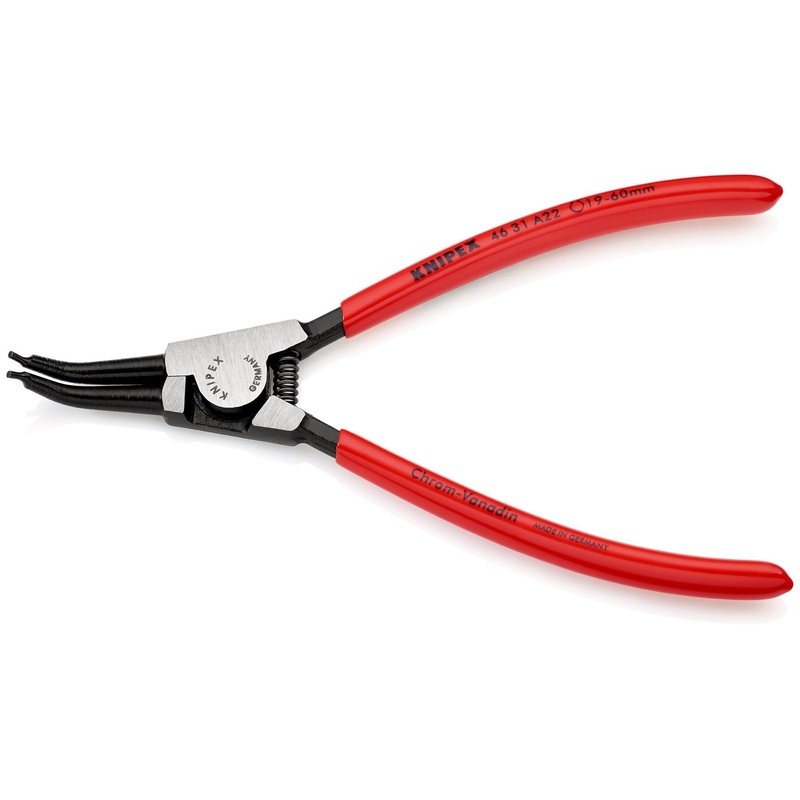 KNIPEX Circlip Pliers for External Circlips on Shafts 45 Angled 185mm 1.8mm Diameter Tips 46 31 A22