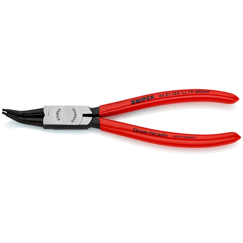 KNIPEX Circlip Pliers for Internal Circlips in Bore Holes 45 Angled 180mm 1.8mm Diameter Tips 44 31 J22
