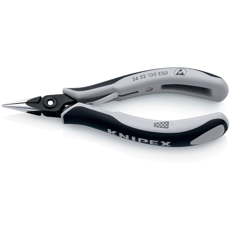 KNIPEX Precision Electronics Gripping Pliers ESD 130mm Black/Grey Multi Component Grips 34 52 130 ESD
