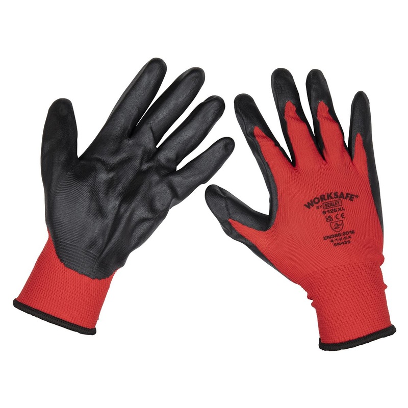 Worksafe by Sealey Flexi Grip Nitrile Palm Gloves (X-Large) - Pack of 6 Pairs