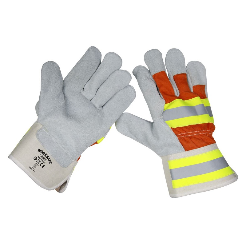 Worksafe by Sealey Reflective Rigger's Gloves Pair