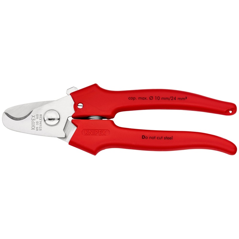 KNIPEX Cable Shears Cutters Cuts Cable up to 10mm Diameter 165mm Plastic Coated Handles 95 05 165 SB
