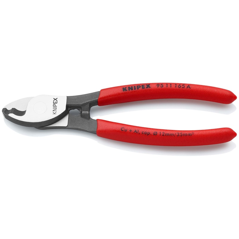 KNIPEX Cable Shears Cutting Pliers Cuts Cable up to 12mm Diameter 165mm Plastic Coated Handles 95 11 165 A
