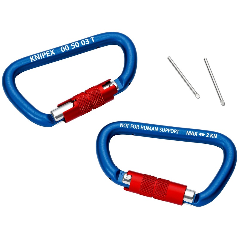 Knipex Carabiner Tool Tether 2 Pieces Working at Height 2 KN Load Capacity 00 50 03 T BK
