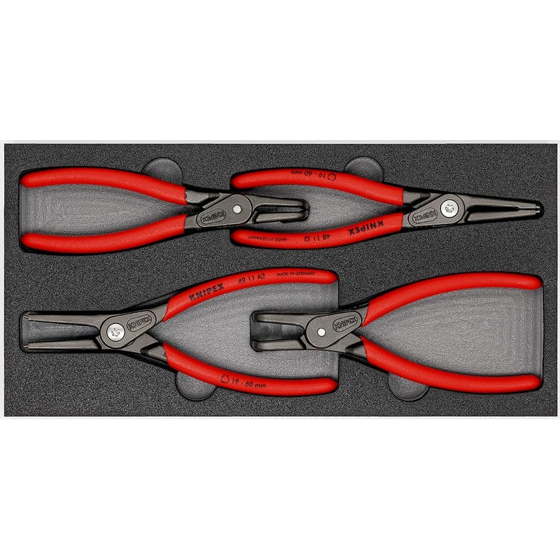 Knipex Circlip Pliers in Foam Tray 4 Piece Set for Internal External Circlips 00 20 01 V09