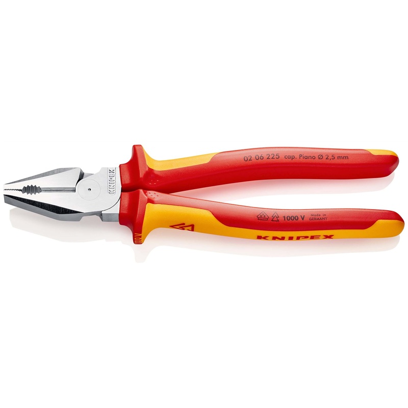 KNIPEX Combination Pliers High Leverage 225mm VDE Multi Component Grips 02 06 225