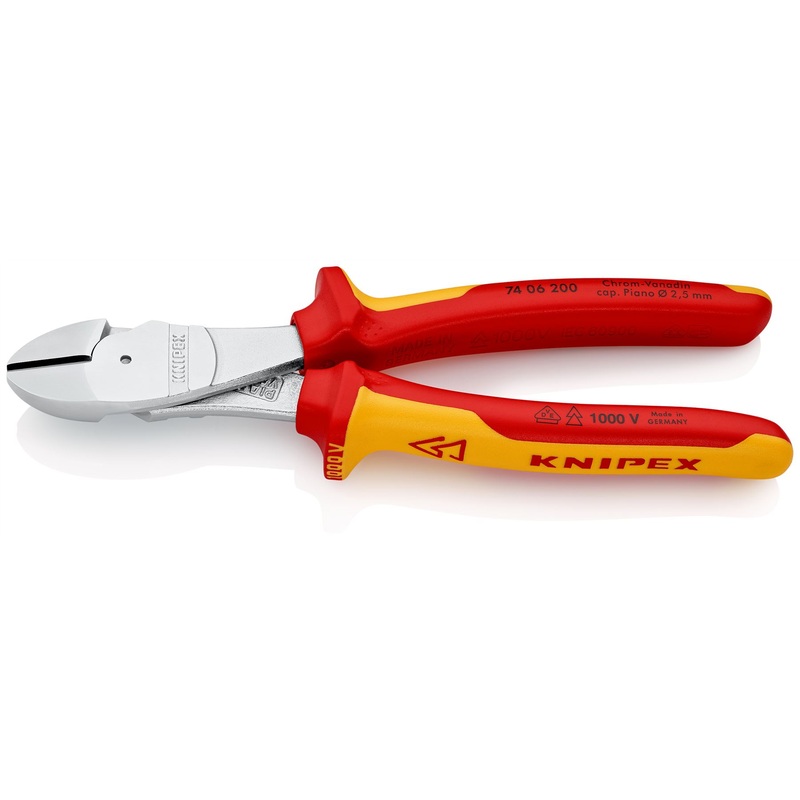 KNIPEX Diagonal Cutting Pliers High Leverage Side Cutters 200mm VDE Multi Component Grips 74 06 200 SB