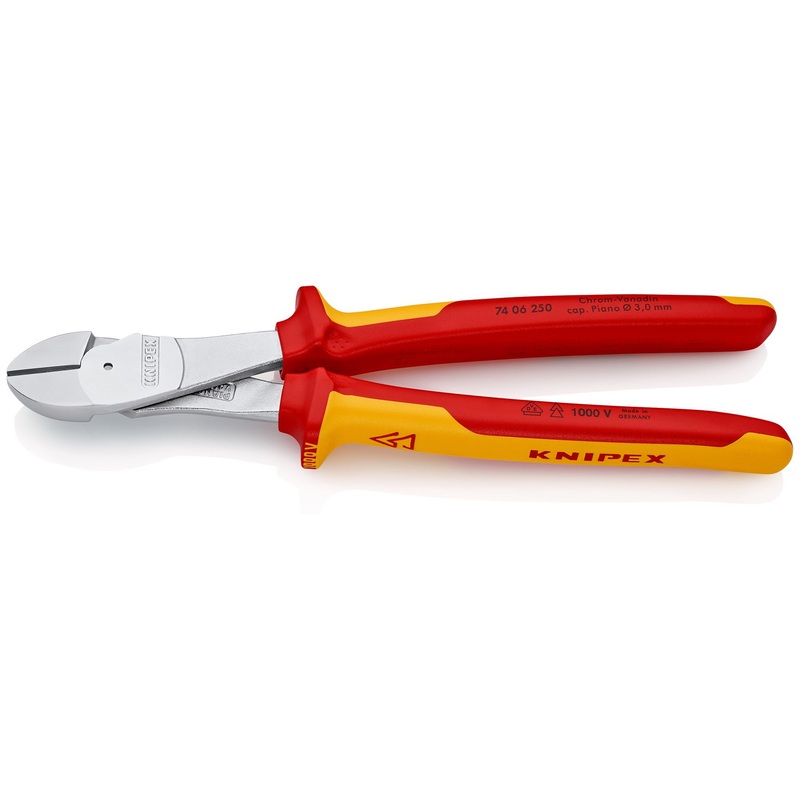 KNIPEX Diagonal Cutting Pliers High Leverage Side Cutters 250mm VDE Multi Component Grips 74 06 250