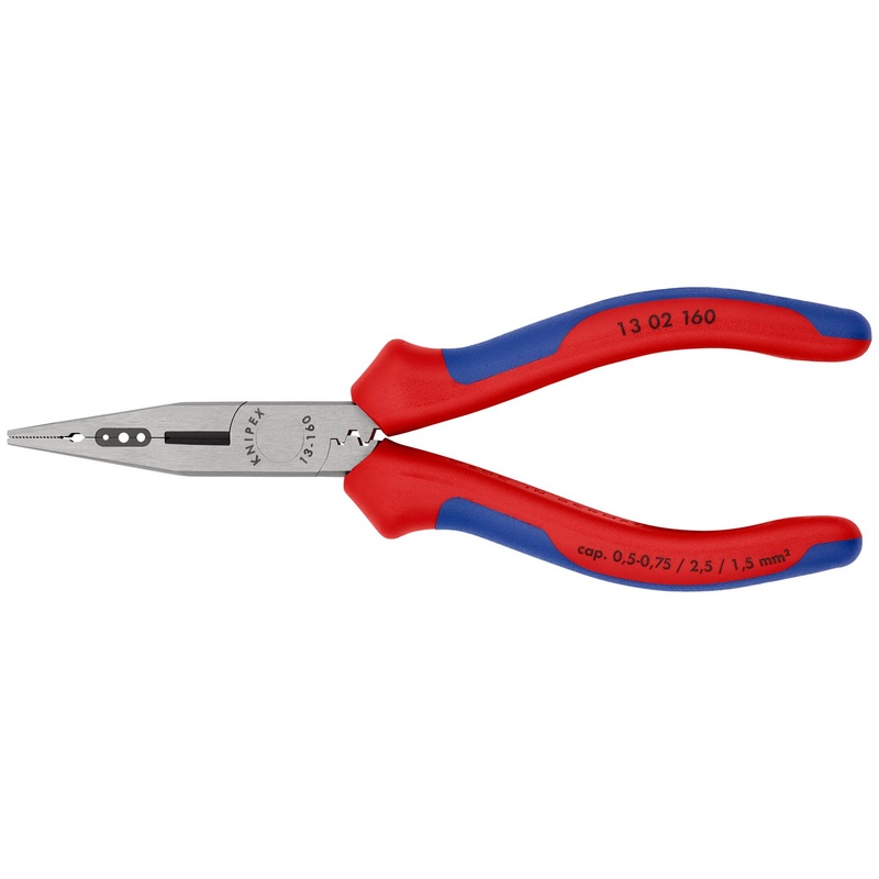 Knipex Electricians Pliers 160mm for Cable Work Multi Component Grips Black Atramentized 13 02 160