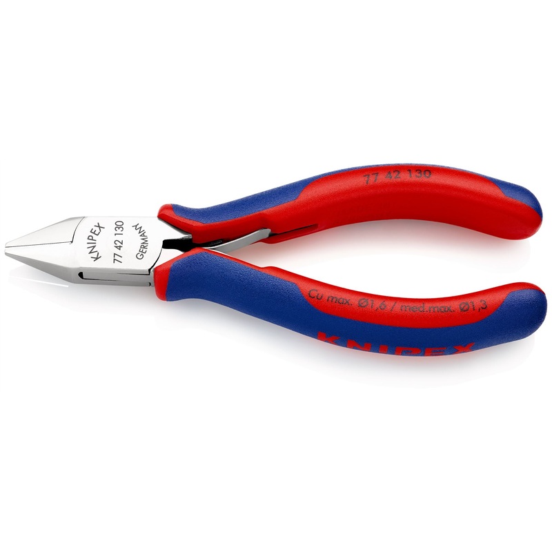 KNIPEX Electronics Diagonal Cutter Pliers Pointed Head without Bevel 130mm Multi Component Grips 77 42 130