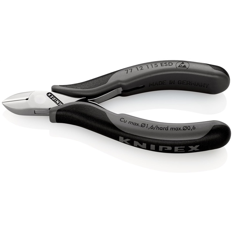 KNIPEX Electronics Diagonal Cutter Pliers Round Head Bevelled 115mm Multi Component Grips 77 12 115 ESD