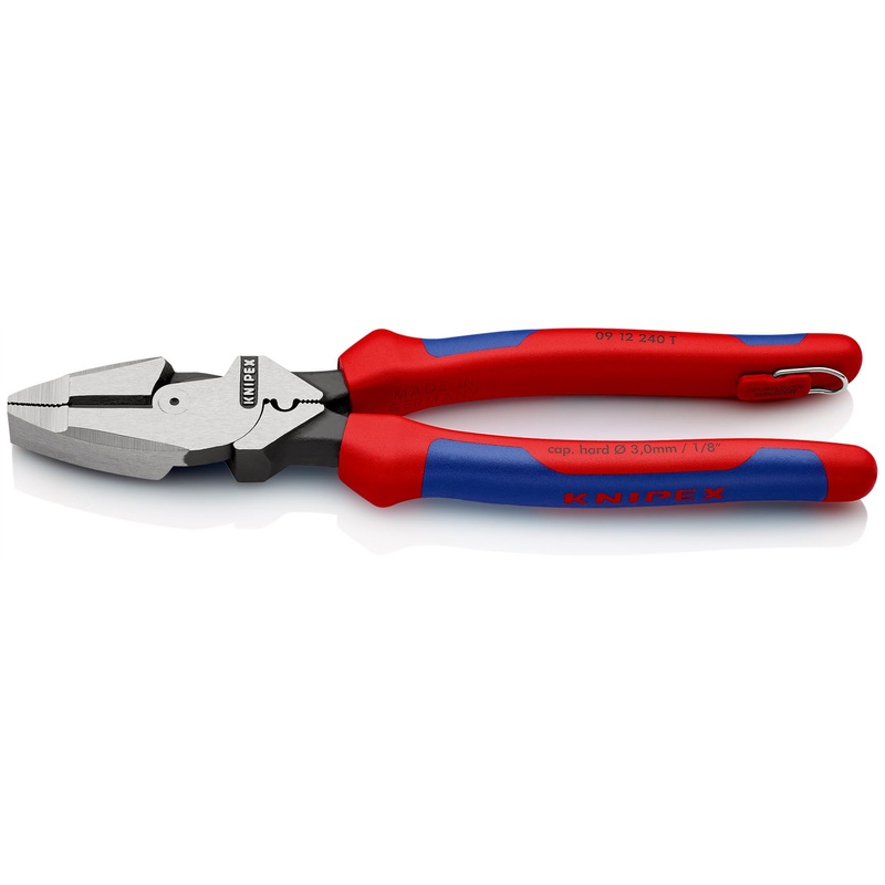 Knipex Linemans Pliers American Style 240mm Slim Multi Component Grips with Tether Point 09 12 240 T