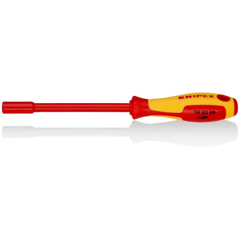 KNIPEX Nut Driver with Screwdriver Handle 6.0mm VDE Insulated Multi Component Grips 232mm 98 03 06