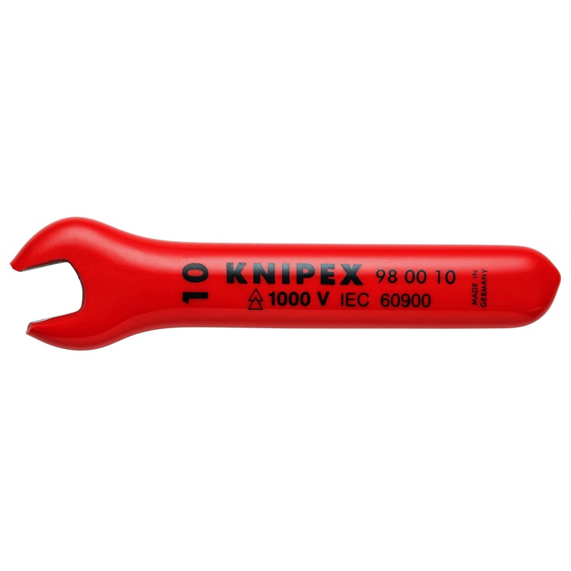 KNIPEX Open End Wrench Spanner 10mm Insulated VDE 1000V 105mm Long 15 Jaw Angle 98 00 10